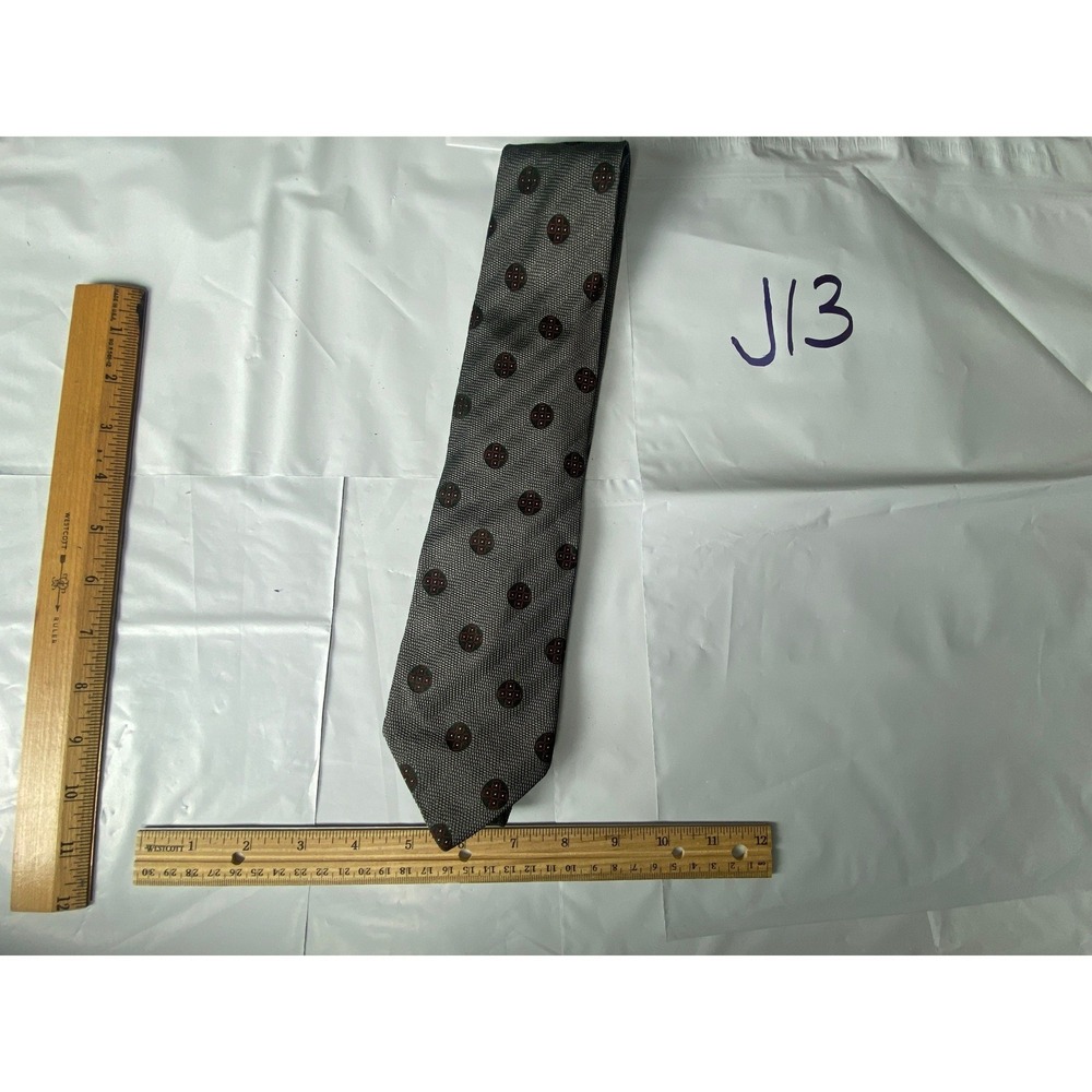 Mens Greyโ Polka Dot Silk Necktie